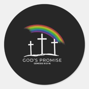 Grappige Regenboog Christus Kruis - Christelijke S Ronde Sticker