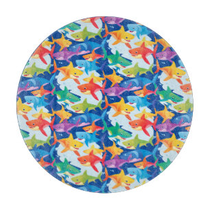 Grappige regenboog haai verjaardag ballon party Fa Snijplank