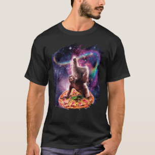 Grappige Regenboog Ruimte Lama op inertia rijdt pi T-shirt