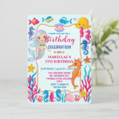 Grappige regenboog zeemeermin octopus ster verjaar save the date (Staand voorkant)