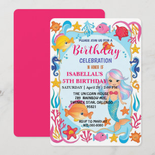 Grappige regenboog zeemeermin octopus ster verjaar save the date