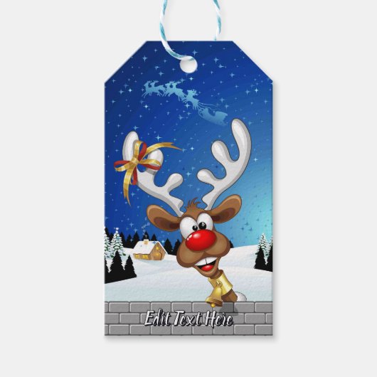 Grappige rendier gluurde Kerstmis meme Cadeaulabel (Voorkant)