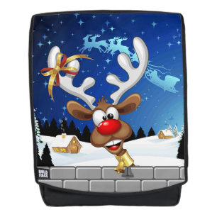 Grappige rendier gluurde Kerstmis meme Rugtassen