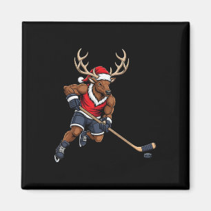 Grappige rendier-hockeyspeler Kerstmannen Dames Magneet