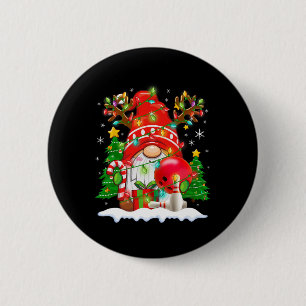 Grappige rendier-kabouter en bowling-kerstverlicht ronde button 5,7 cm