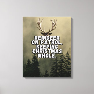 Grappige Rendier Kerst Canvas Muurkunst Afdruk