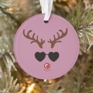 Grappige rendier kerst winter familie schattig her ornament