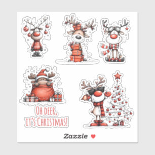 Grappige rendier Kerststickers – Oh Hert! Sticker