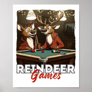 Grappige rendier zwembad biljart games vakantie Hu Poster