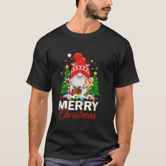 Grappige rendieren Peace Gnome Candy Cane Xmas Lig T-shirt