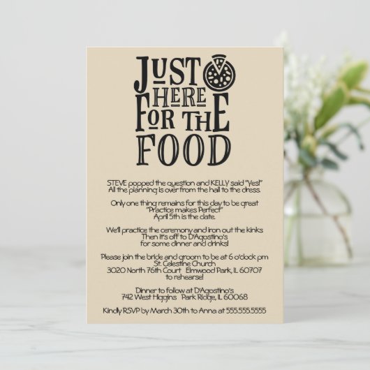 Grappige repetitie diner uitnodiging (Staand voorkant)