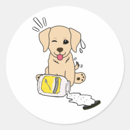 Grappige retriever hond gemorste mayonaise ronde sticker