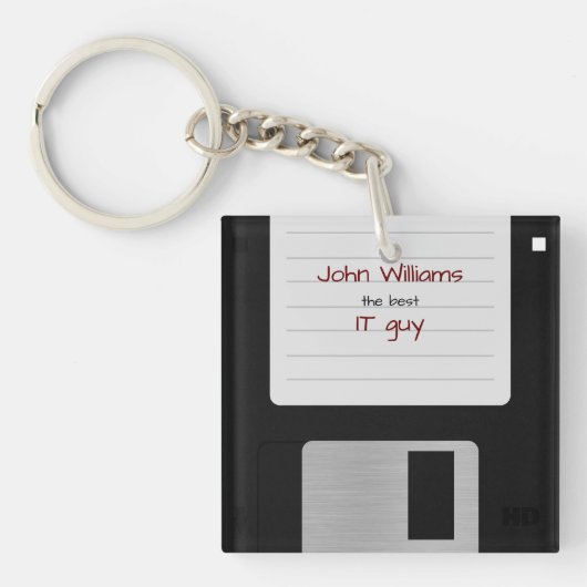 Grappige Retro 80s computer diskette Sleutelhanger (Voorkant)