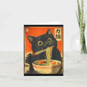 Grappige Retro Anime Kat Ramen Japanse Kat Grafisc Kaart