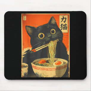 Grappige Retro Anime Kat Ramen Japanse Kat Grafisc Muismat