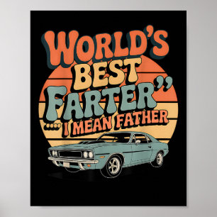 Grappige retro auto papa wereld beste vader ik bed poster