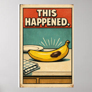 Grappige Retro Bananen Poster – Dit Gebeurde Vinta