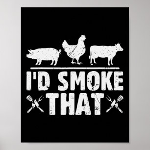Grappige retro bbq party roker chef pa ik zou de r poster