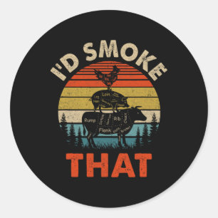 Grappige retro bbq party roker chef pa ik zou de r ronde sticker