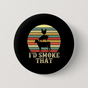 Grappige Retro BBQ Party Smoker Chef Pap Gift Ik z Ronde Button 5,7 Cm