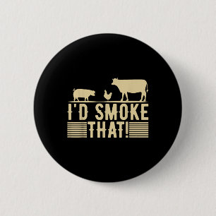 Grappige Retro BBQ Party Smoker Chef Pap Gift Ik z Ronde Button 5,7 Cm