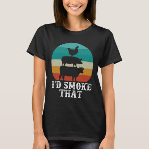 Grappige Retro BBQ Party Smoker Chef Pap Gift Ik z T-shirt