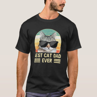 Grappige Retro Beste Kat Vader Ooit Kat met Zonneb T-shirt
