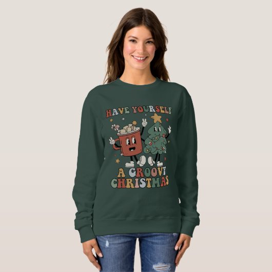 Grappige retro boho heb jezelf een groovy kerst trui (Voorkant volledig)