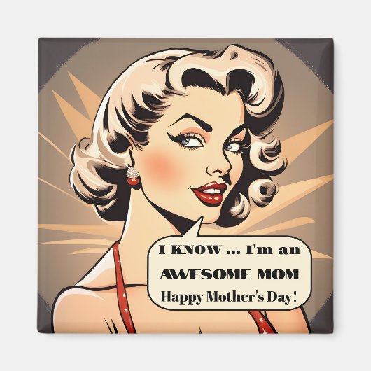 Grappige Retro Cartoon Moederdag magneet (Voorkant)