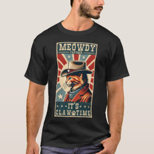 Grappige Retro Cat Lover Meme Meowdy Partner T-shirt