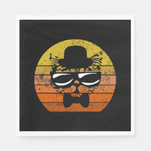 Grappige retro Cat met zonnebril en strik stropdas Servet