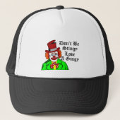 Grappige retro clown houdt van een gember roodhari trucker pet (Voorkant)