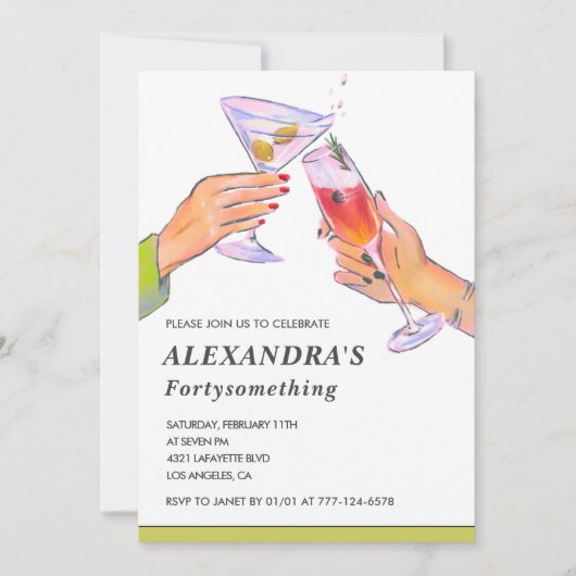 Grappige Retro Cocktail 41ste verjaardagsfeestje Kaart (Voorkant)