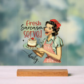 Grappige retro dame woordkunst acryl bord (Neutraal)