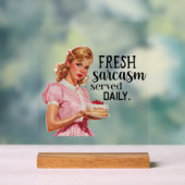 Grappige retro dame woordkunst acryl bord (Neutraal)