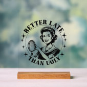 Grappige retro dame woordkunst acryl bord (Neutraal)