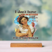 Grappige retro dame woordkunst acryl bord (Neutraal)