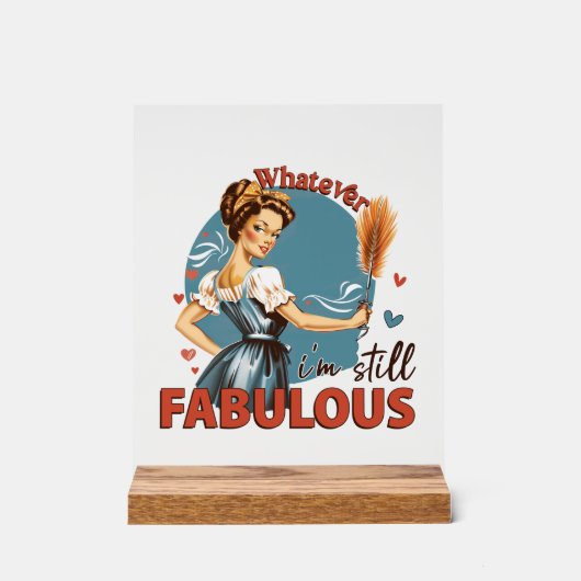 Grappige retro dame woordkunst acryl bord (Voorkant)