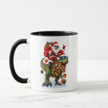 Grappige Retro Dinosaur Santa die op T-Rex rijdt m
