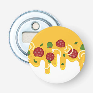 Grappige Retro Druppelende Pizza Kaas Keto Feest Button Flesopener