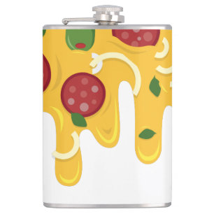 Grappige Retro Druppelende Pizza Kaas Keto Feest Heupfles