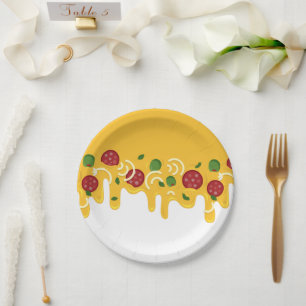Grappige Retro Druppelende Pizza Kaas Keto Feest Papieren Bordje