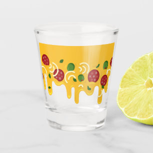 Grappige Retro Druppelende Pizza Kaas Keto Feest Shot Glas
