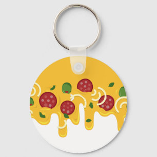 Grappige Retro Druppelende Pizza Kaas Keto Feest Sleutelhanger