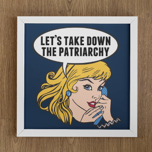 Grappige Retro Feministische Pop Art Anti Patriarc Poster