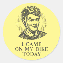 Grappige  retro fiets illustratie ronde sticker