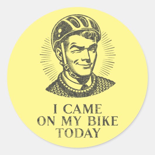 Grappige  retro fiets illustratie ronde sticker (Voorkant)
