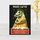 Grappige Retro Folklore Skelet Paard Mari Lwyd Yul Kaart (Gele Bloem)