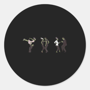 Grappige retro Frankenstein monster en bruid danse Ronde Sticker