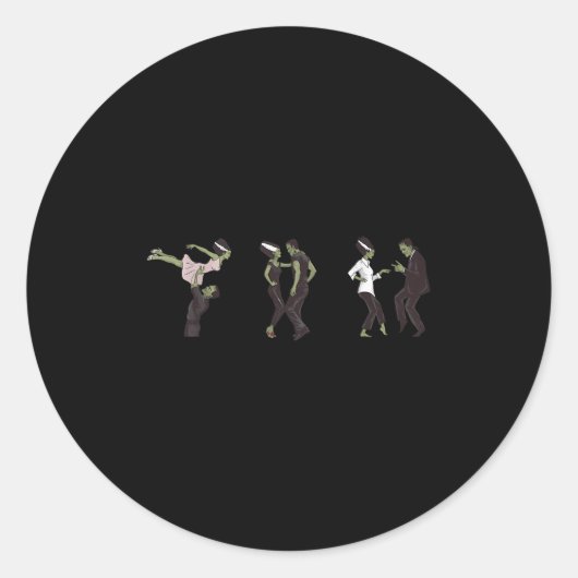 Grappige retro Frankenstein monster en bruid danse Ronde Sticker (Voorkant)